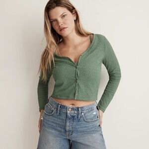 Madewell Crinkled Cardigan in Trellis Green Size XXS NEW